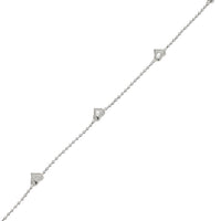 Puffy Hearts With Ball Link Ankle Bracelet (Silver)