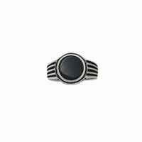 Black Onyx Cut Ring (Silver)