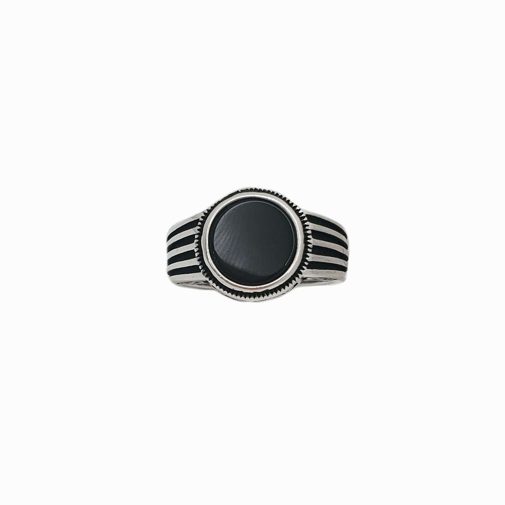 Black Onyx Cut Ring (Silver)