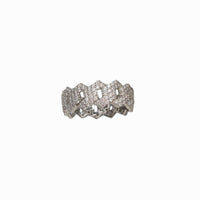 Iced-Out Miami Cuban Link Band Ring (Silver)