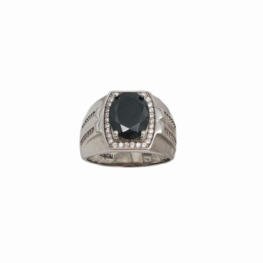 Zirconia Black Stone Ring (Silver)