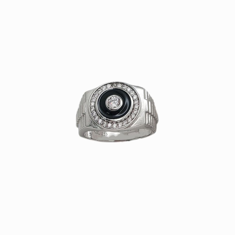 Zirconia Men's Onyx Ring (Silver)