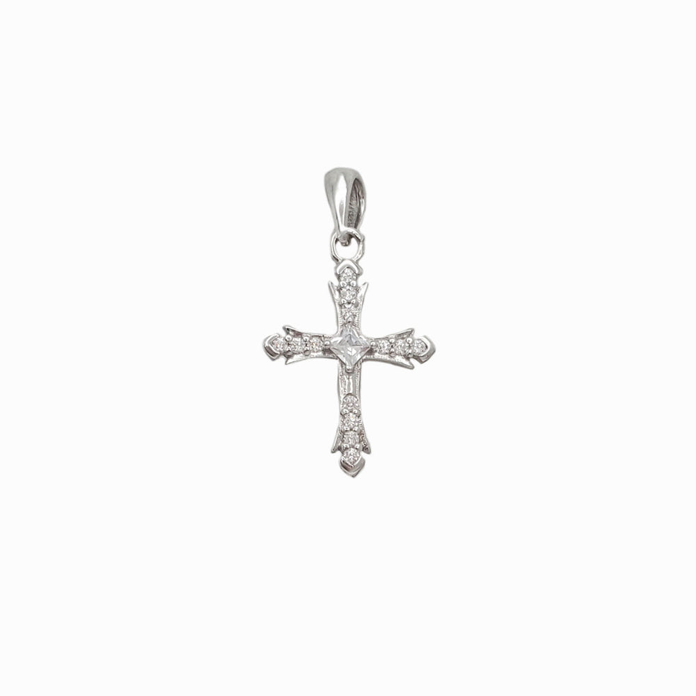 Mini Cz Cross Pendant (Silver)