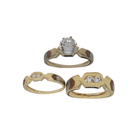 Zirconia Tricolor Engagement Rings (14K)