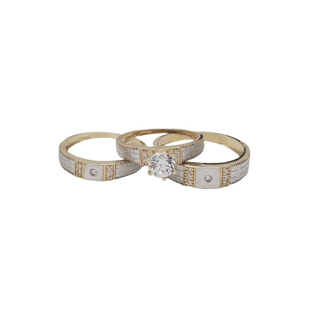 Zirconia Tricolor Engagement Rings (14K)