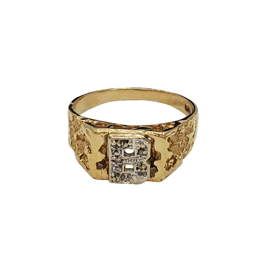 Initial Letter B  Nugget Ring (14K)