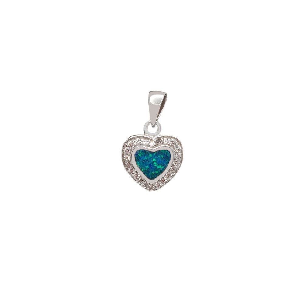 Blue Opal Heart Pendant (Silver)