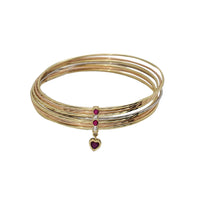 Heart Charms Diamond-Cut Bangle (14K).