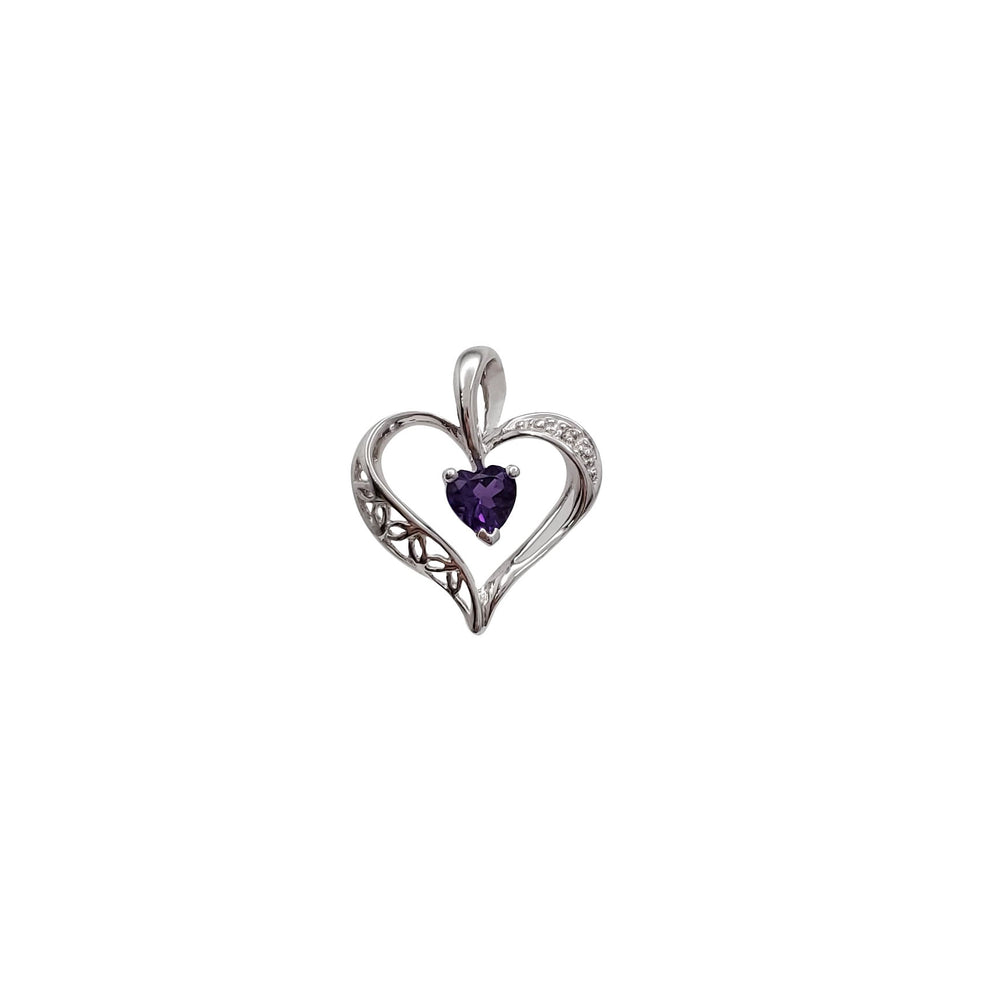 Diamond Amethyst Heart Pendant (18K)