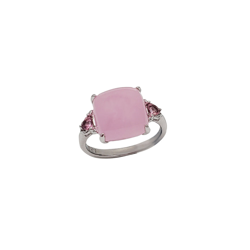 Pink Jade & Topaz Ring (18K)