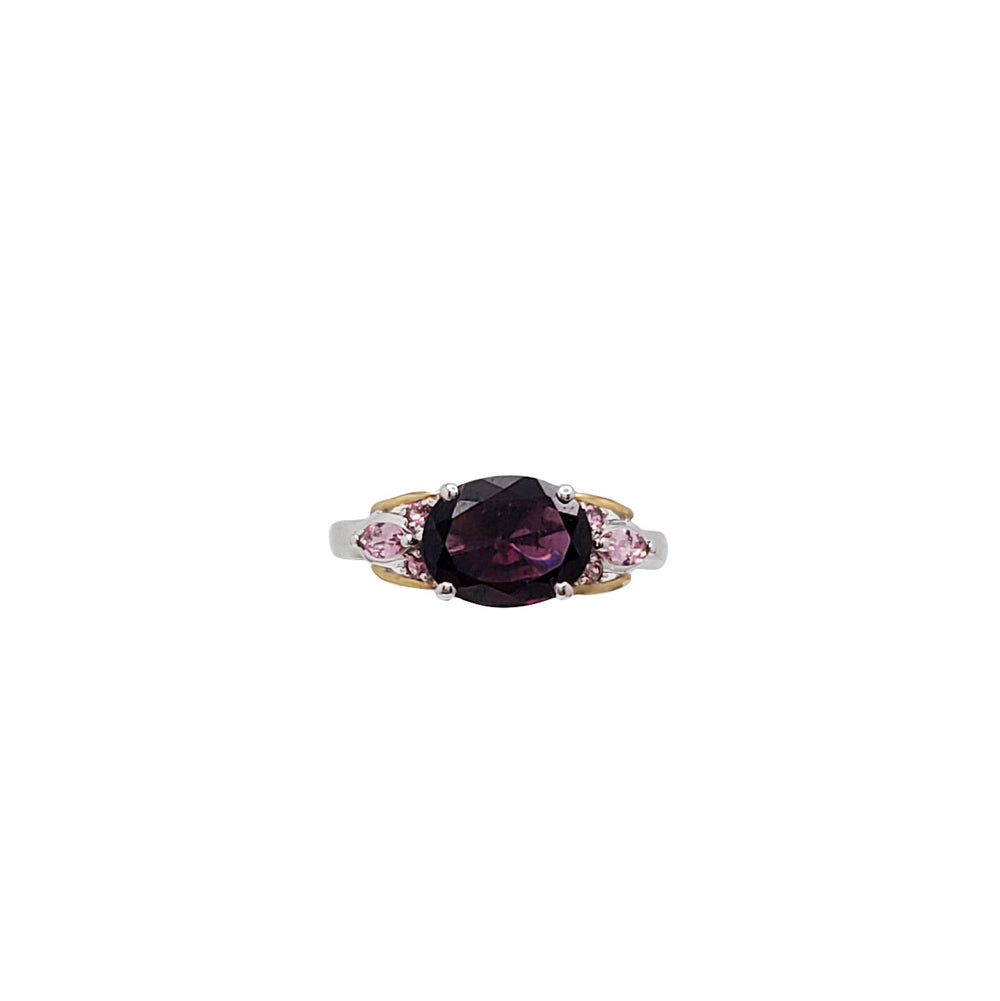 Pink Topaz Garnet Ring (18K)