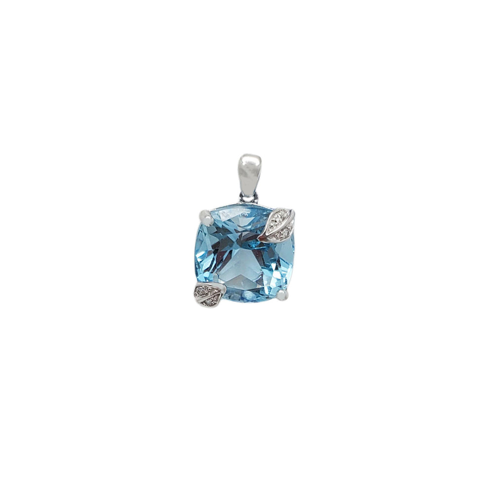Square Blue Topaz Pendant (18K)