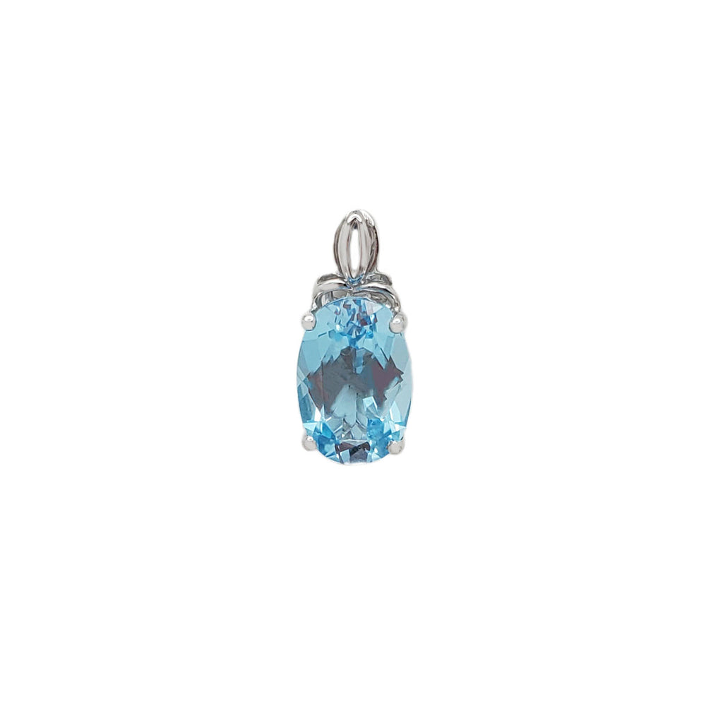 Oval Blue Topaz Pendant (18K)