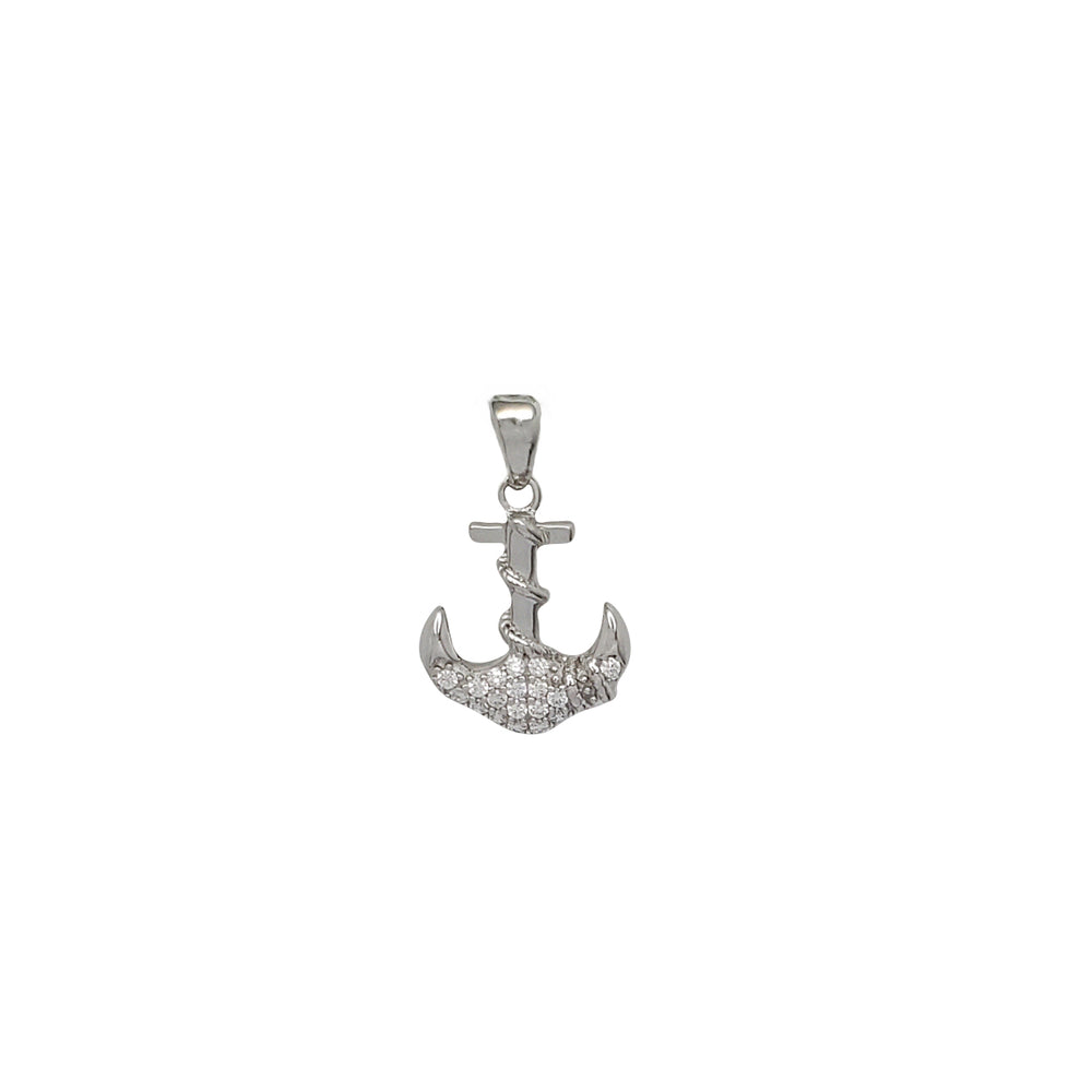 Mini Anchor CZ Pendant (Silver).