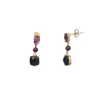Black Onyx & Amethyst Dangle Earring (18K)