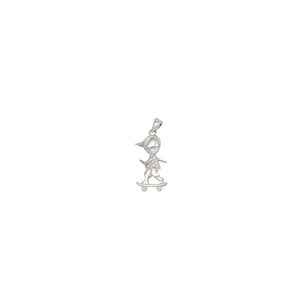 Skateboard Little Boy Pendant (14K)