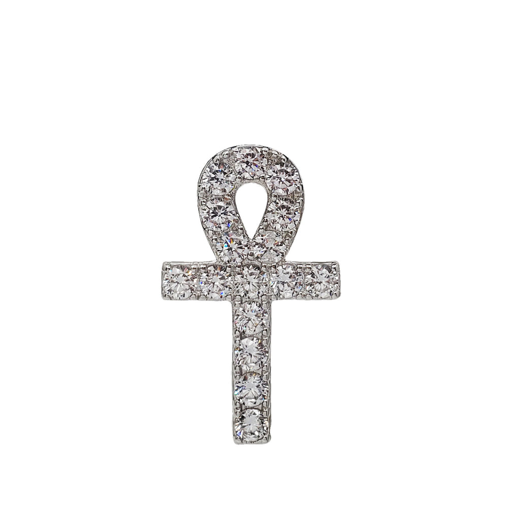 Zirconia Ankh Cross Slide Pendant (Silver)
