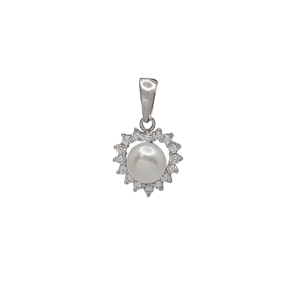 Zirconia  Pearl Pendant (Silver)