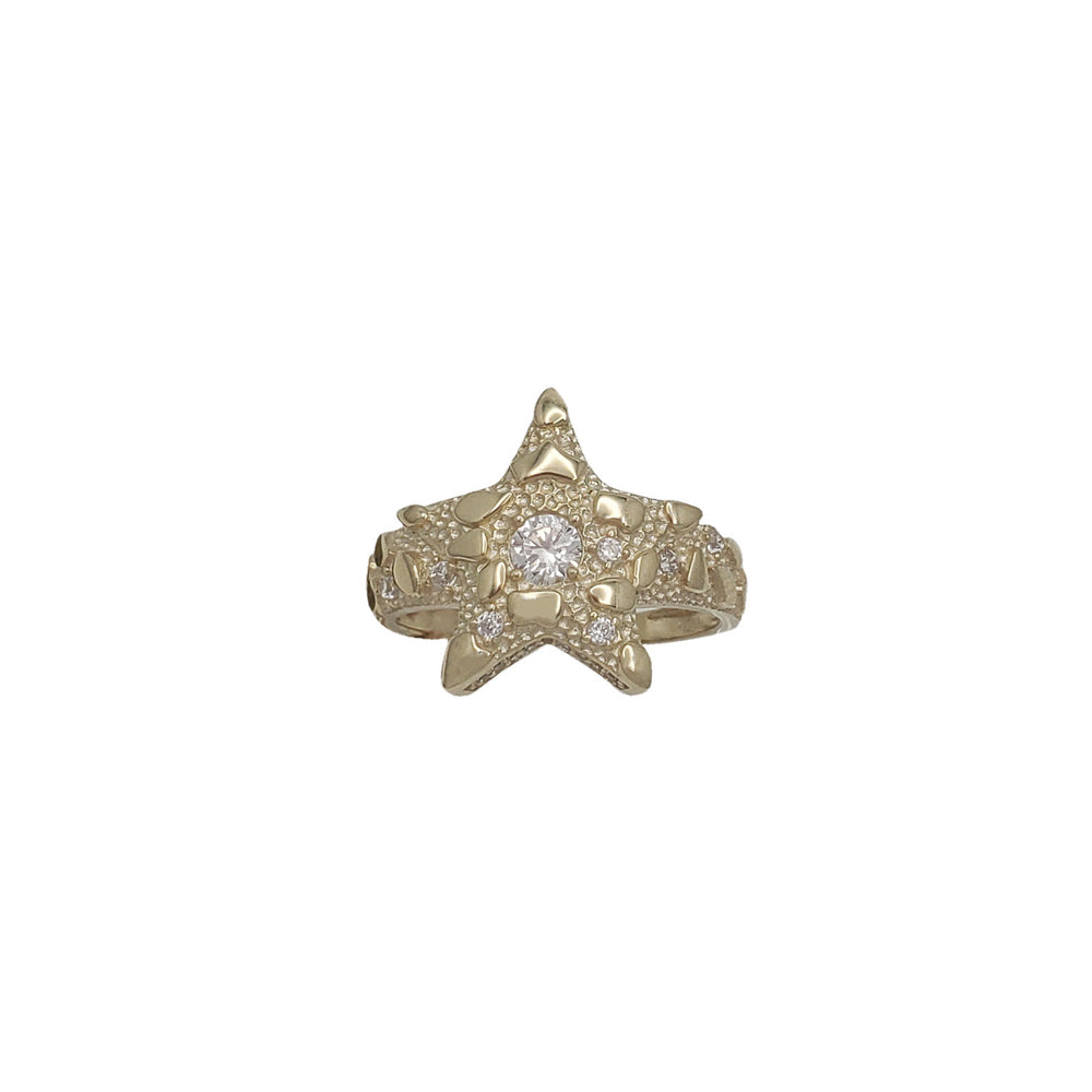 Diamond-Cut Star Nugget Star Ring (10K)