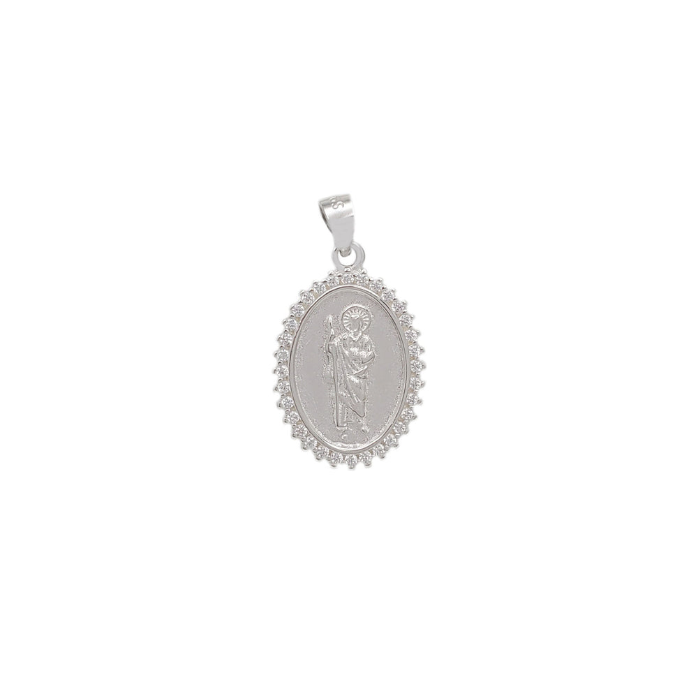 Zirconia Oval Saint Jude Pendant (Silver)