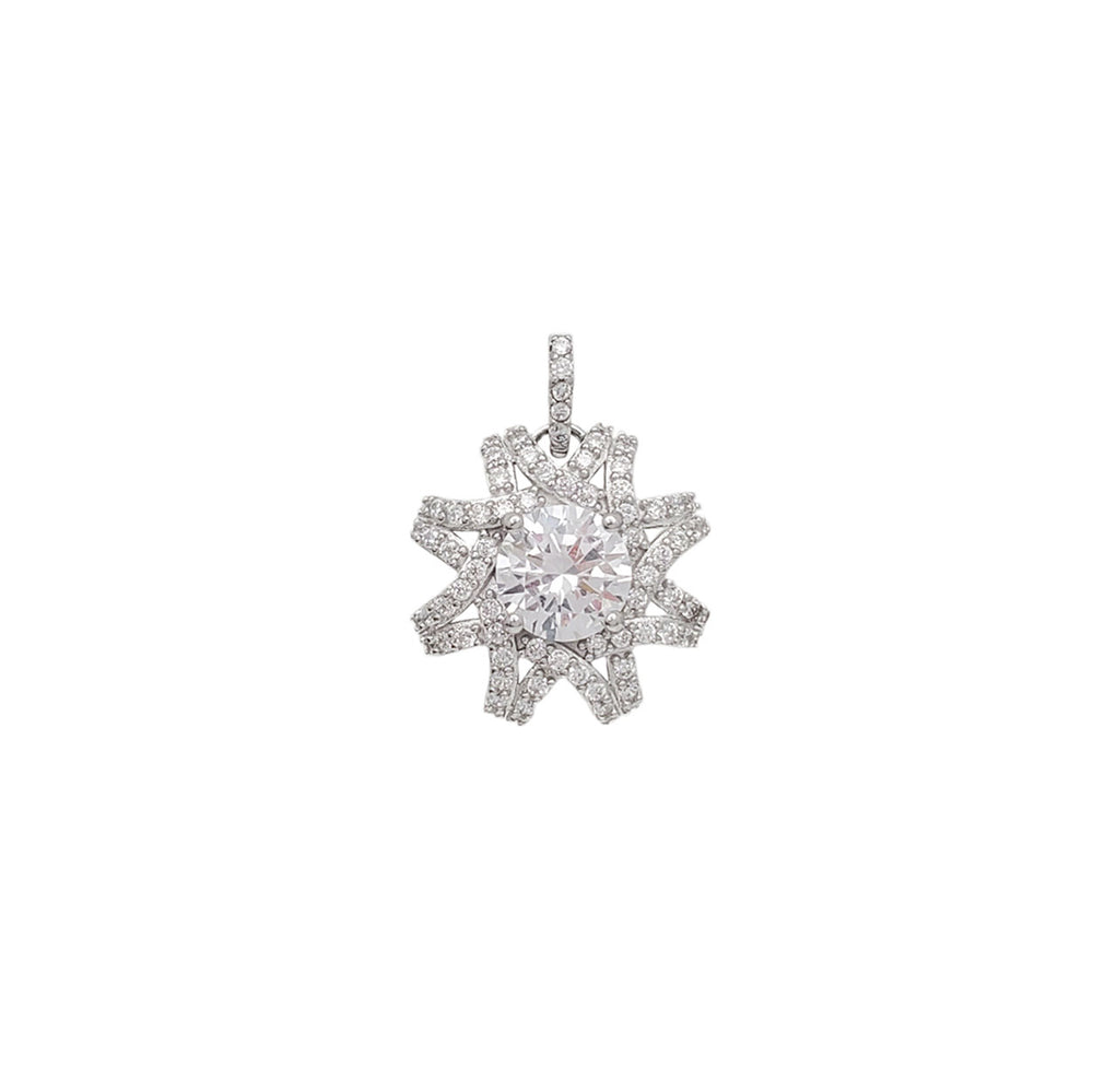 Cubic Zirconia Flower Pendant (Silver)