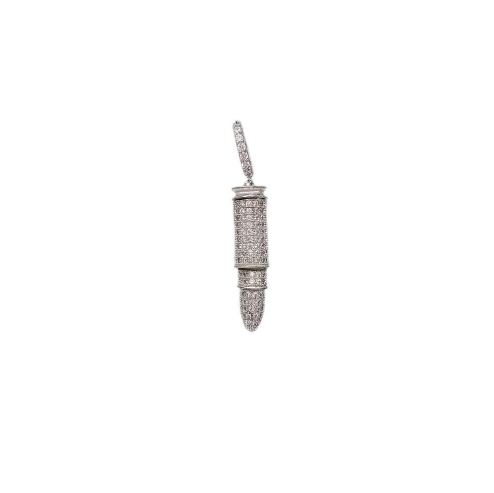 Iced-Out Bullet Pendant (Silver)