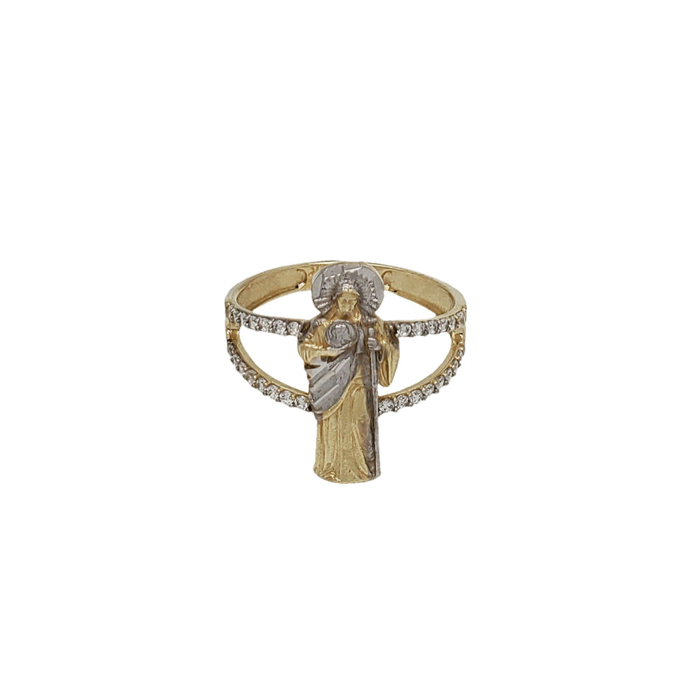 Zirconia Two-Tone Saint Jude Ring (14K)