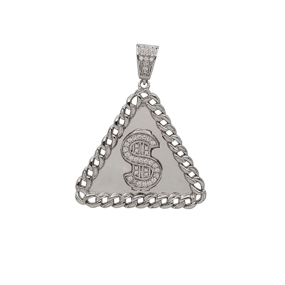 Triangle Dollar Sign Pendant (Silver)