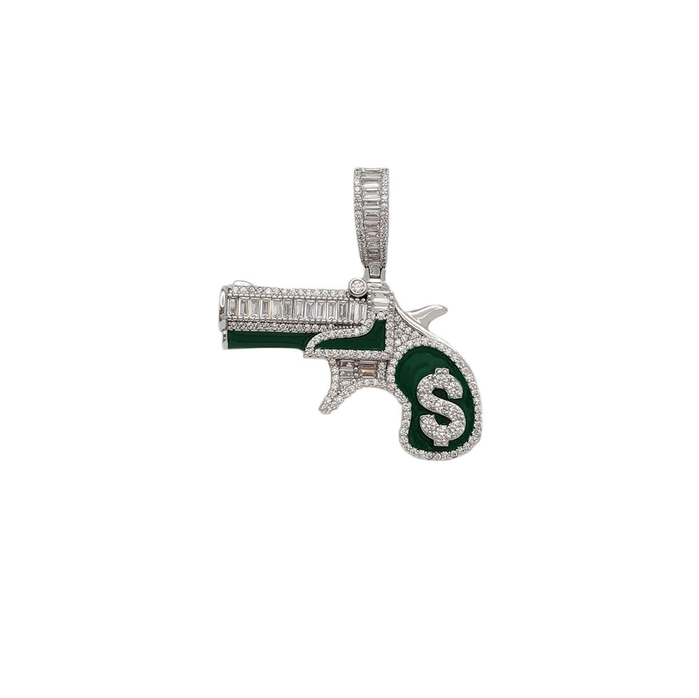 Cubic Zirconia Pistol Pendant (silver)