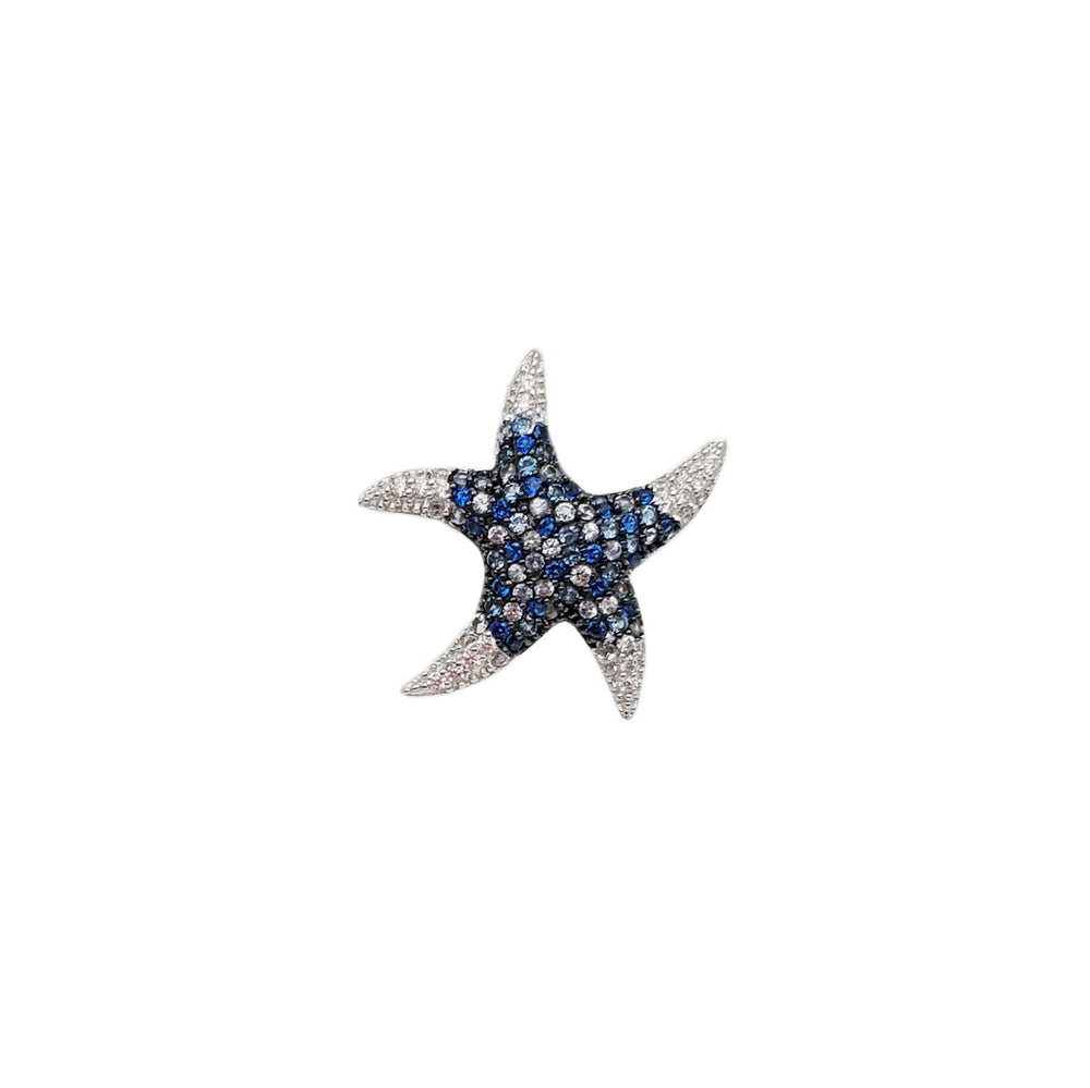 Cubic Zirconia Sea-Star Pendant (Silver）