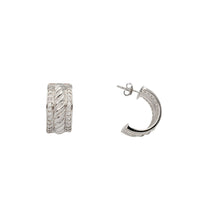 Zirconia Twisted Textured Stud Earrings (Silver)