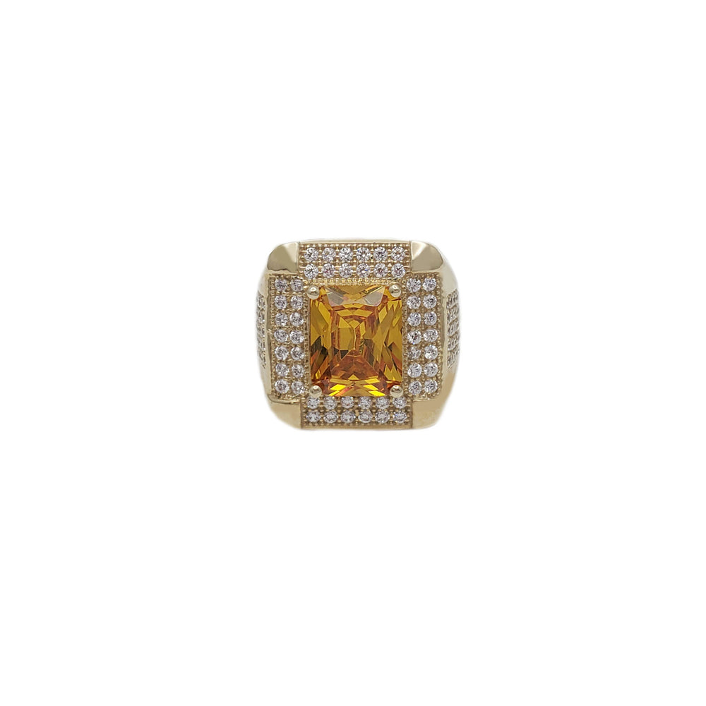 Square Gemstone Men Ring (10K)