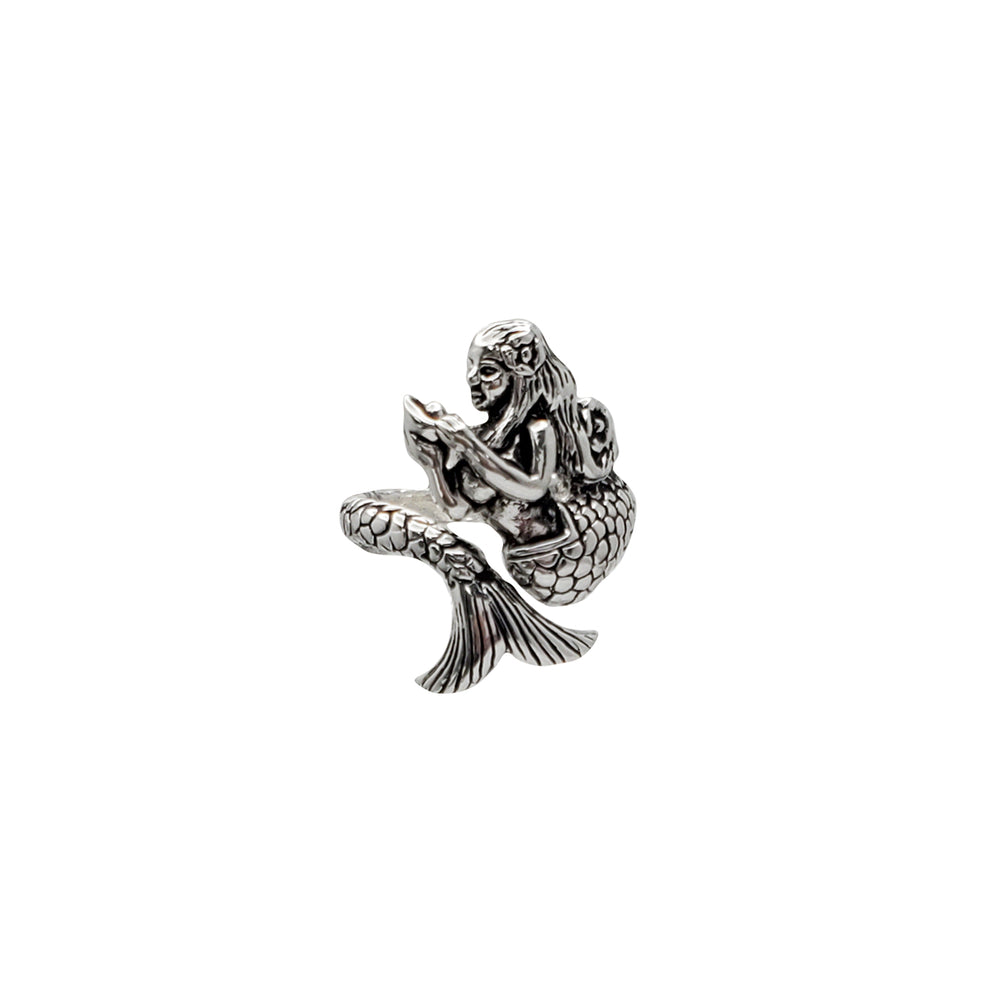 Antique-Finish Mermaid Ring (Silver)