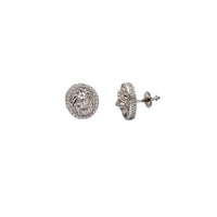 Lion Head CZ Stud Earring (Silver)