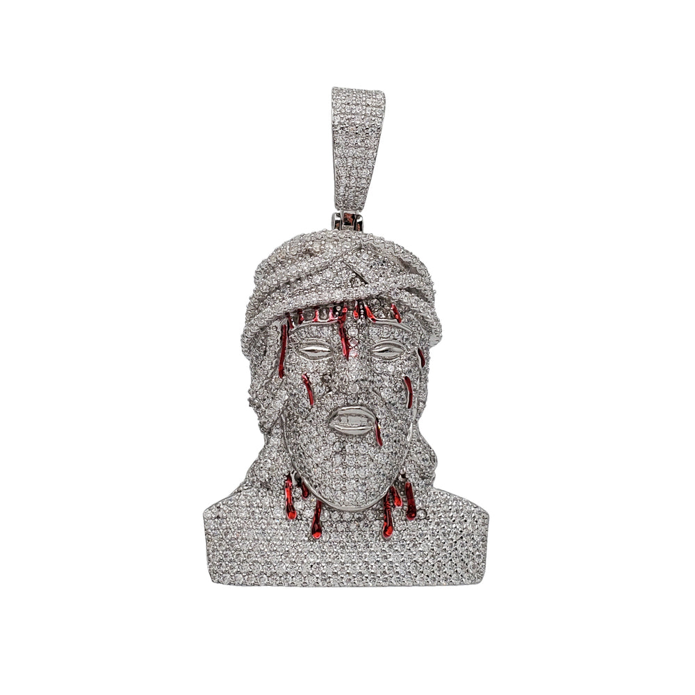 Zirconia Jesus Head Pendant (Silver)