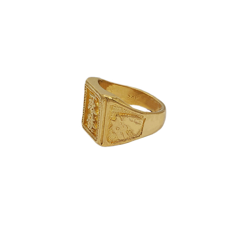 Prosperity Chinese Character Signet Ring (24K)