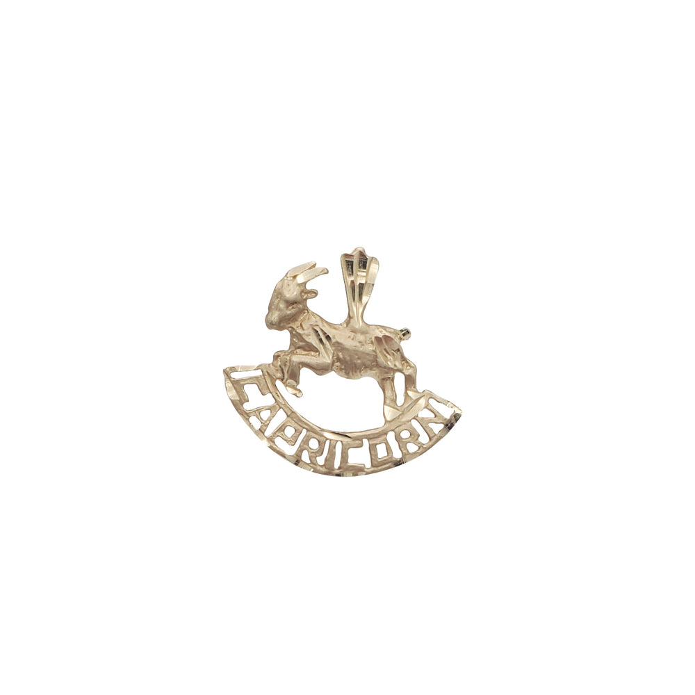 Capricorn Zodiac Sign Handcrafted Diamond Cut Pendant (14K).