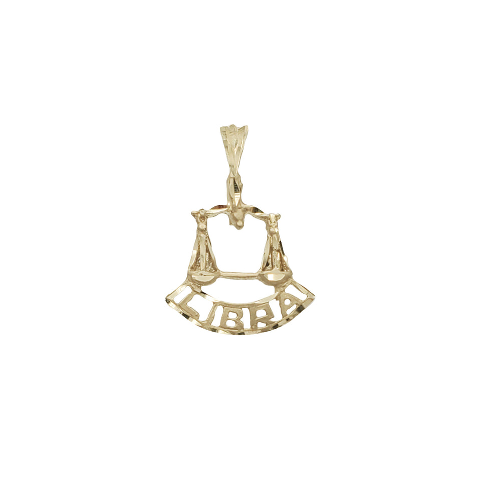 Libra Zodiac Sign Handcrafted Diamond Cut Pendant (14K).