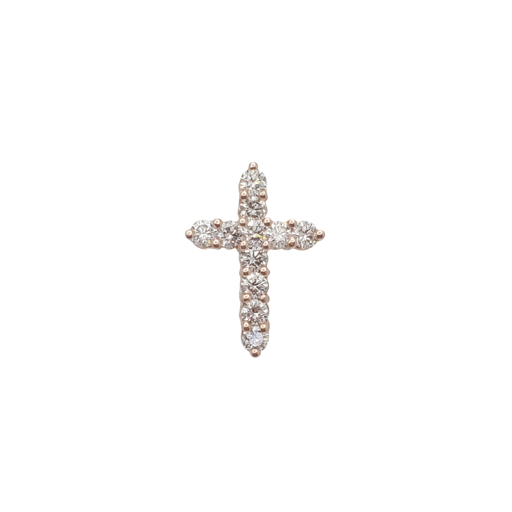 Rose Gold Diamond Cross Pendant (14K)