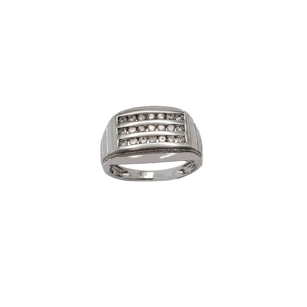 Diamond Triples-Rows Ring (14K)
