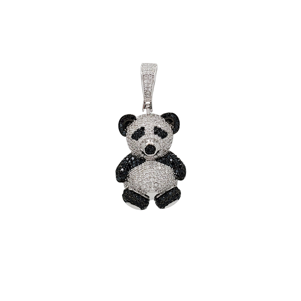 Zirconia Iced-Out Panda Pendant (Silver)