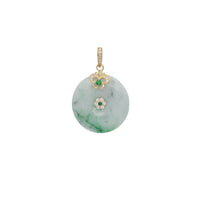 Zirconia Round Jade With Butterfly Pendant (14K)