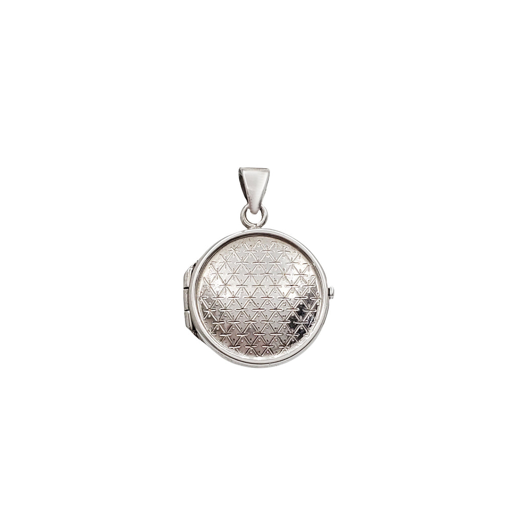Round Textured Locket Pendant (Silver)