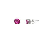 Fuchsia Stone Stud Earrings (Silver)