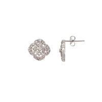 Zirconia Flower Stud Earrings (Silver)
