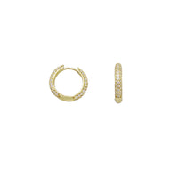 Zirconia Gemstone Cog Huggie Earrings (Silver)