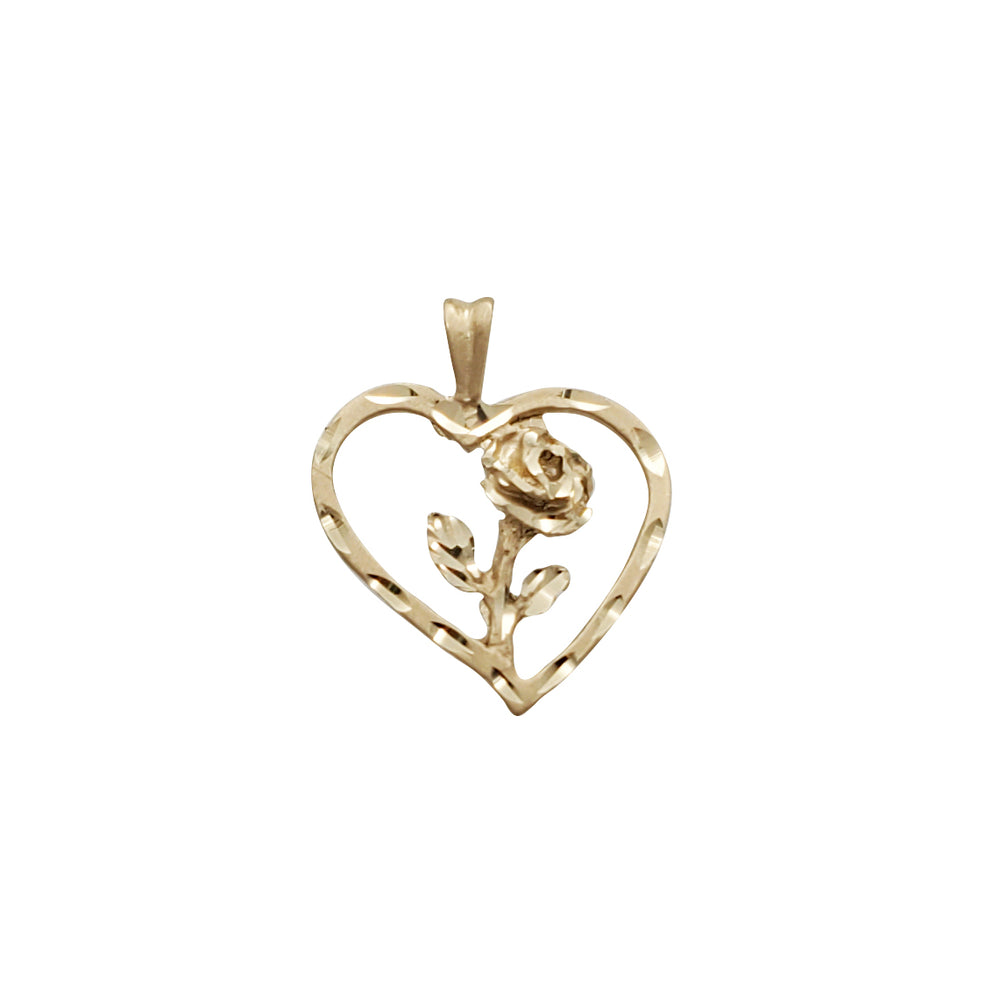 Heart Rose Frame Pendant (14K)