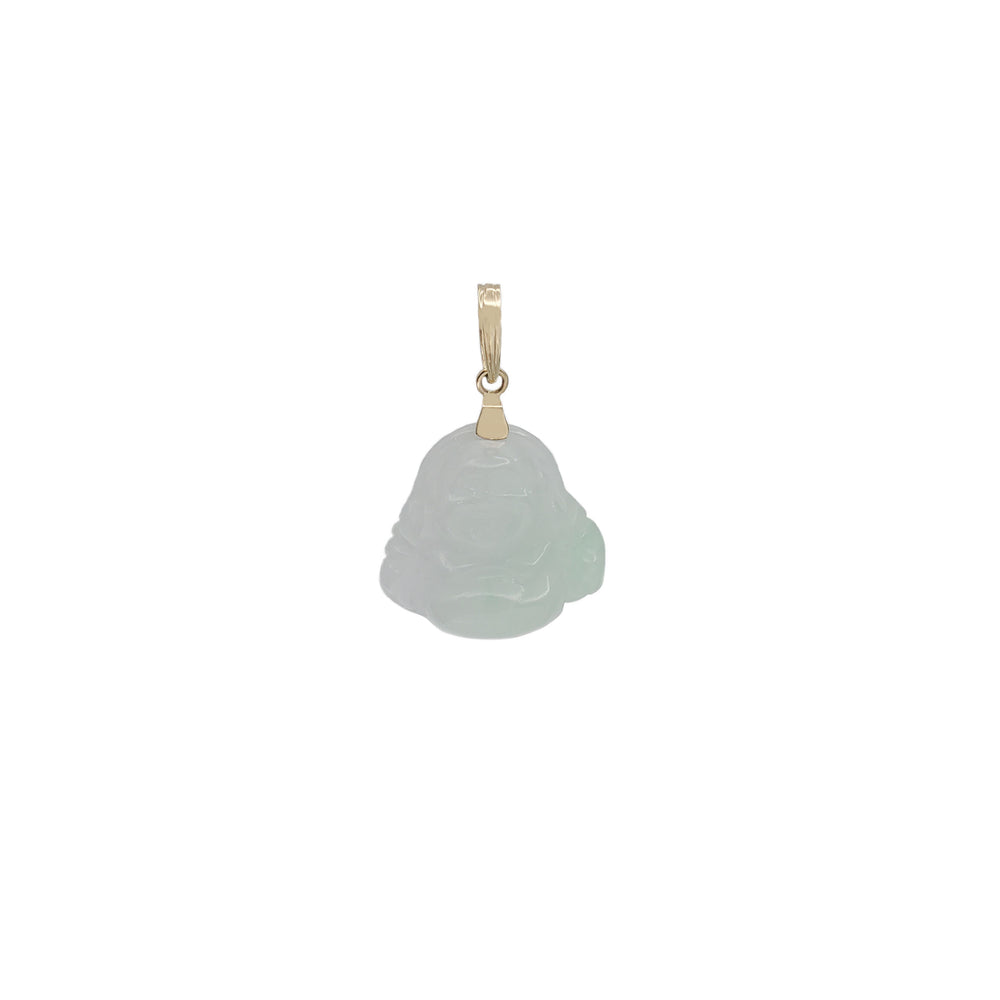 Laughing Buddha Jade Pendant  (14K)