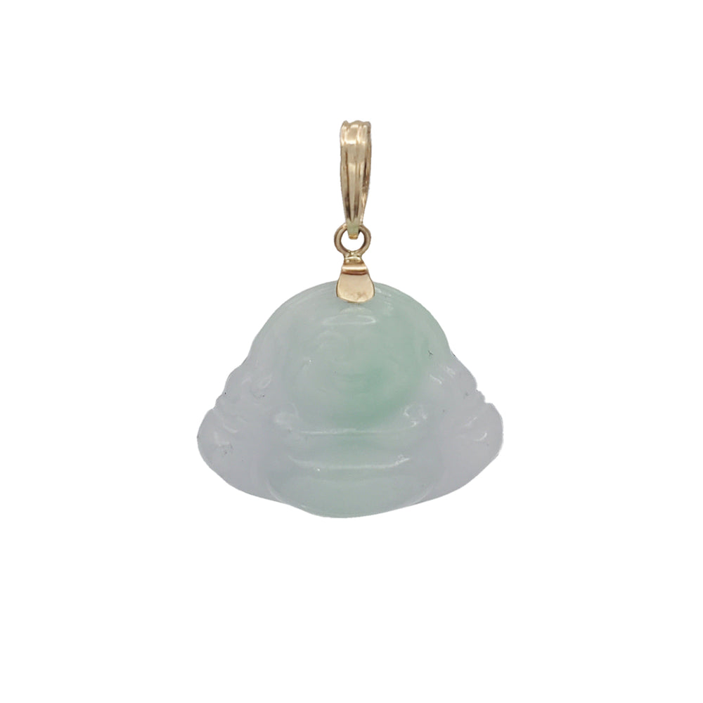 Laughing Buddha Jade Pendant (14K)