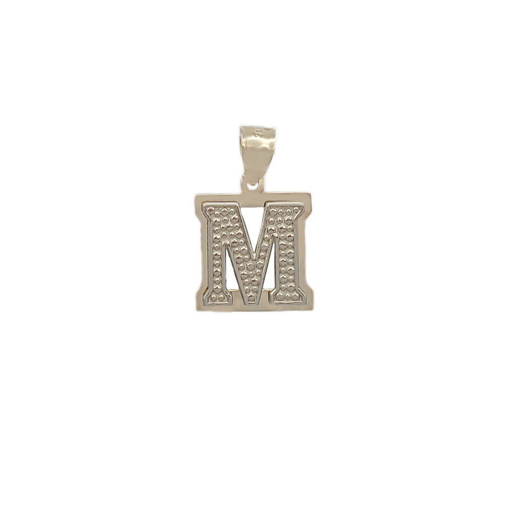 Double-Layered Textured Initial Pendant (14K)